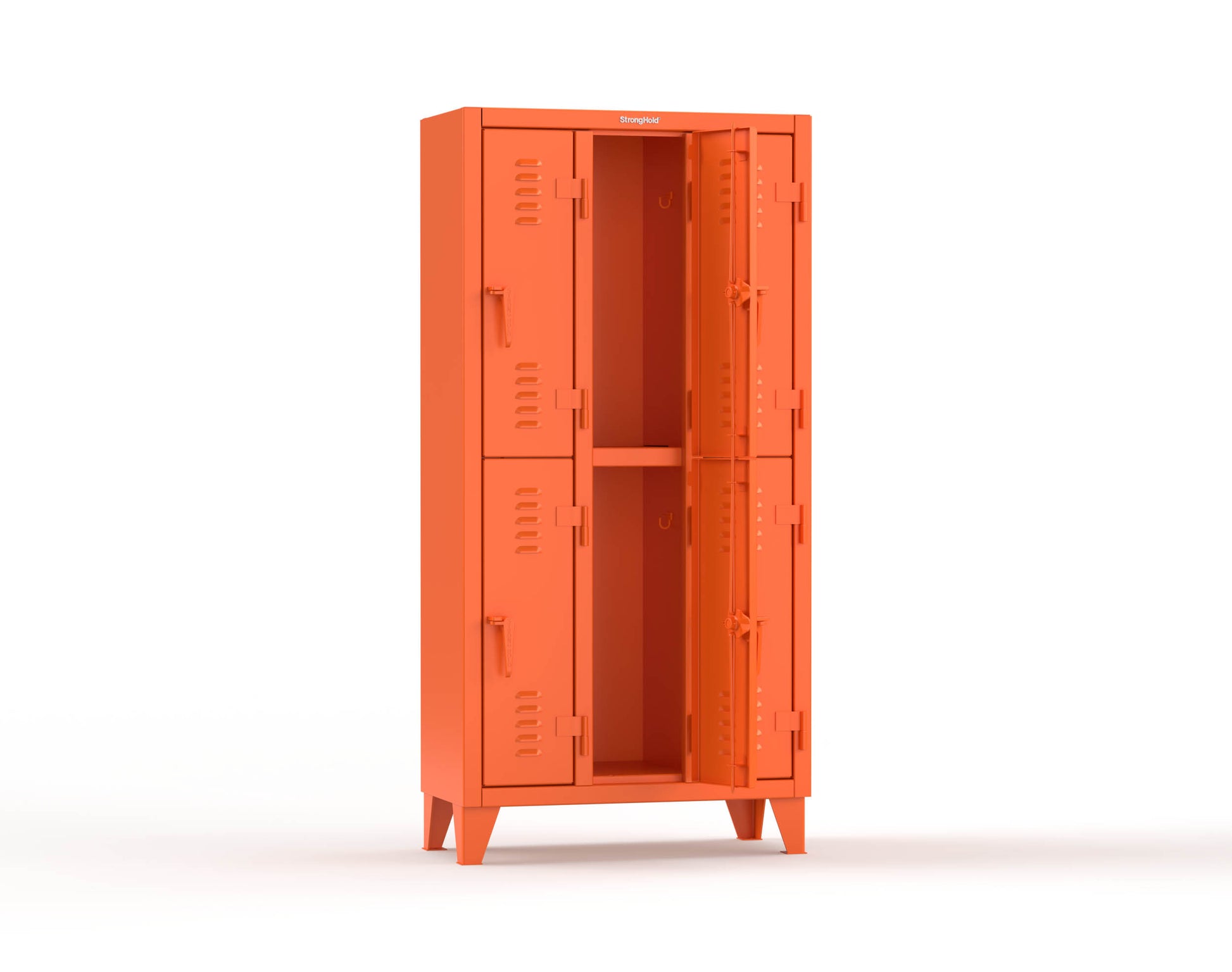 Extreme Duty 12 GA Double-Tier Locker with 6 Compartments, Louvered Doors, Coat Hooks - 38 in. W x 18in. D x 78 in. H - 36-18-2TSL-2009