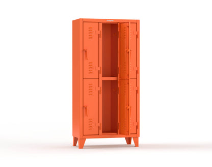 Extreme Duty 12 GA Double-Tier Locker with 6 Compartments, Louvered Doors, Coat Hooks - 38 in. W x 18in. D x 78 in. H - 36-18-2TSL-2009