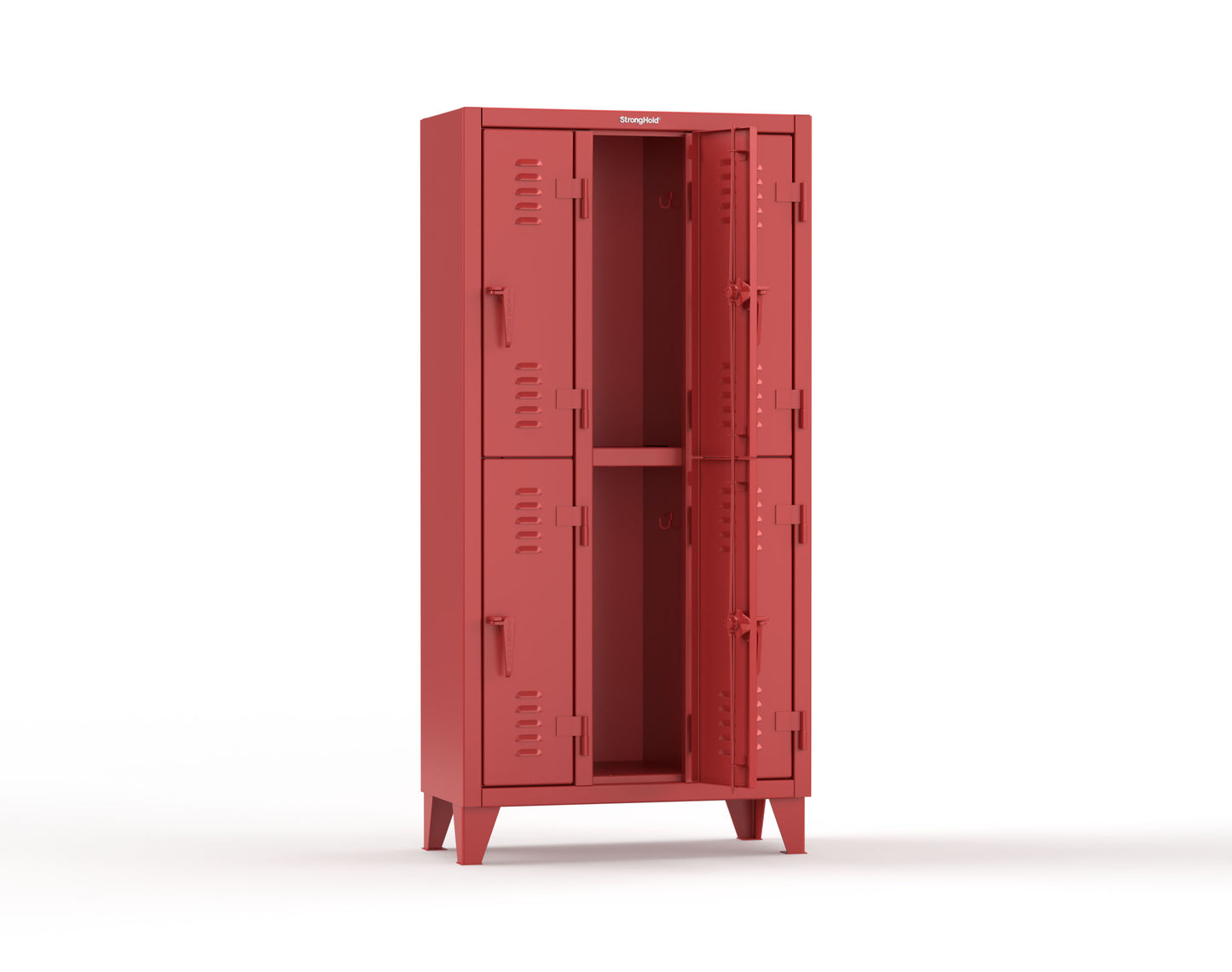 Extreme Duty 12 GA Double-Tier Locker with 6 Compartments, Louvered Doors, Coat Hooks - 38 in. W x 18in. D x 78 in. H - 36-18-2TSL-3001
