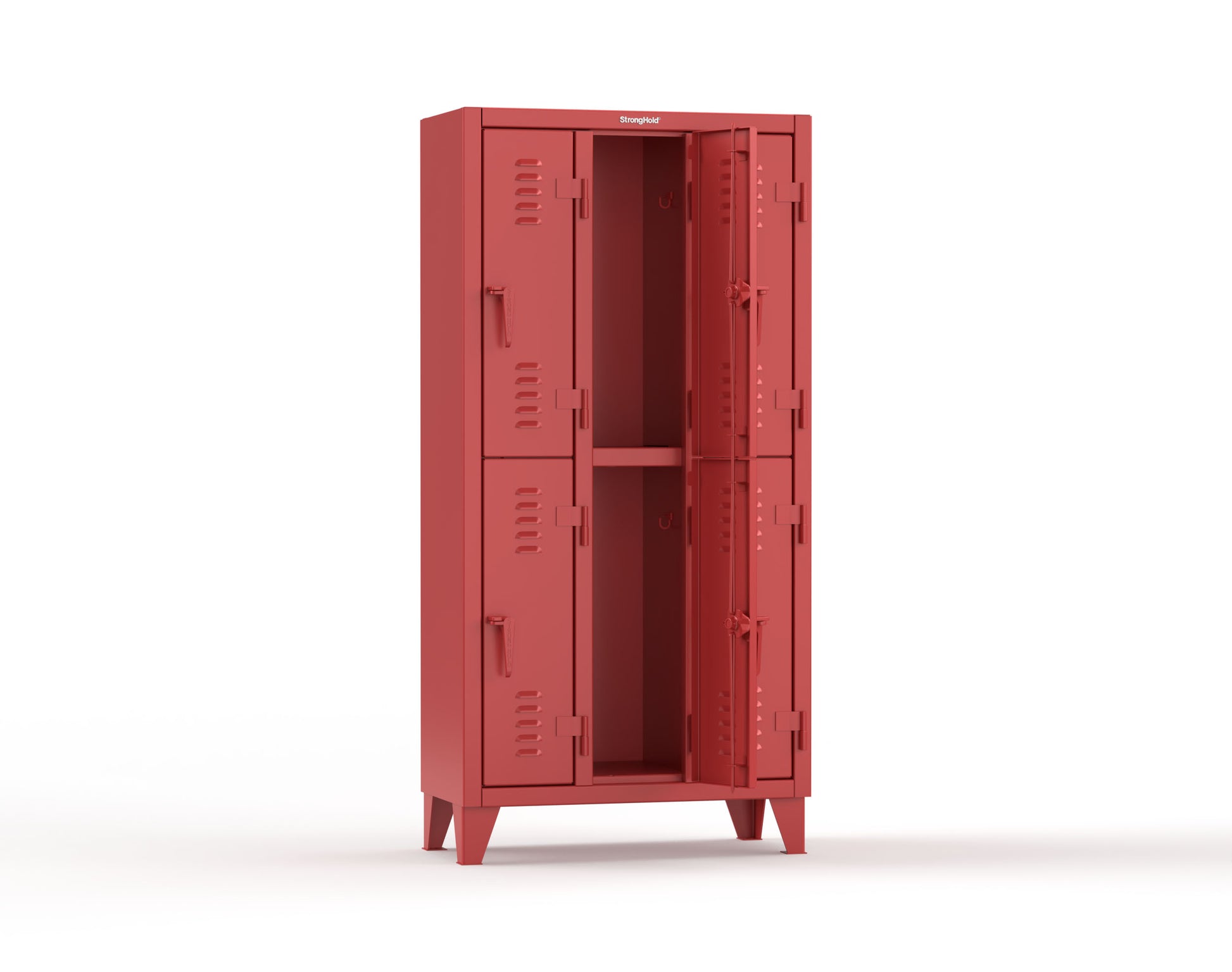 Extreme Duty 12 GA Double-Tier Locker with 6 Compartments, Louvered Doors, Coat Hooks - 38 in. W x 18in. D x 78 in. H - 36-18-2TSL-3001