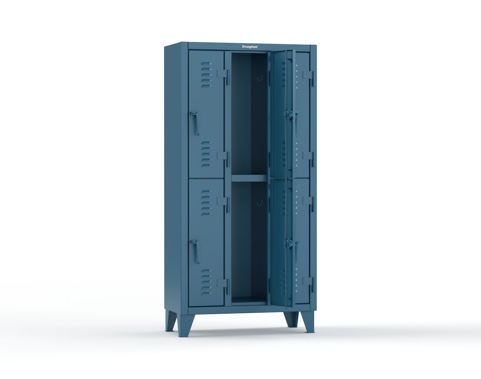Extreme Duty 12 GA Double-Tier Locker with 6 Compartments, Louvered Doors, Coat Hooks - 38 in. W x 18in. D x 78 in. H - 36-18-2TSL-5001