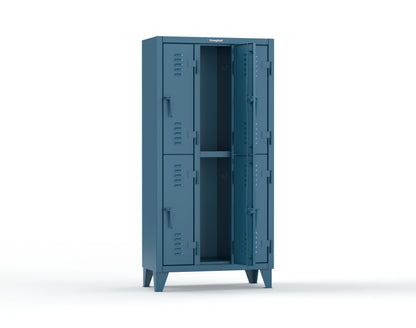 Extreme Duty 12 GA Double-Tier Locker with 6 Compartments, Louvered Doors, Coat Hooks - 38 in. W x 18in. D x 78 in. H - 36-18-2TSL-5001