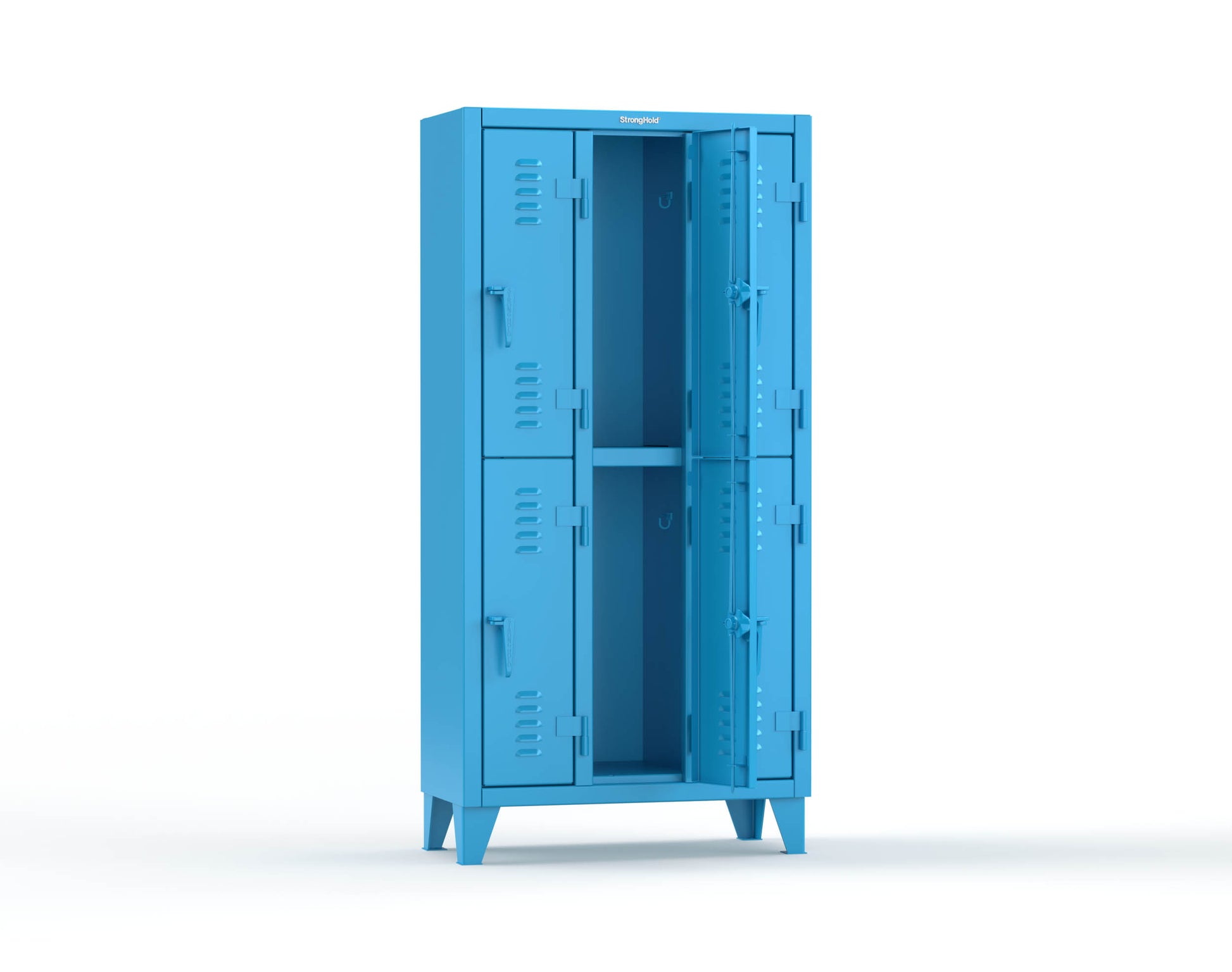 Extreme Duty 12 GA Double-Tier Locker with 6 Compartments, Louvered Doors, Coat Hooks - 38 in. W x 18in. D x 78 in. H - 36-18-2TSL-5012