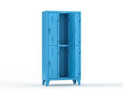 Extreme Duty 12 GA Double-Tier Locker with 6 Compartments, Louvered Doors, Coat Hooks - 38 in. W x 18in. D x 78 in. H - 36-18-2TSL-5012