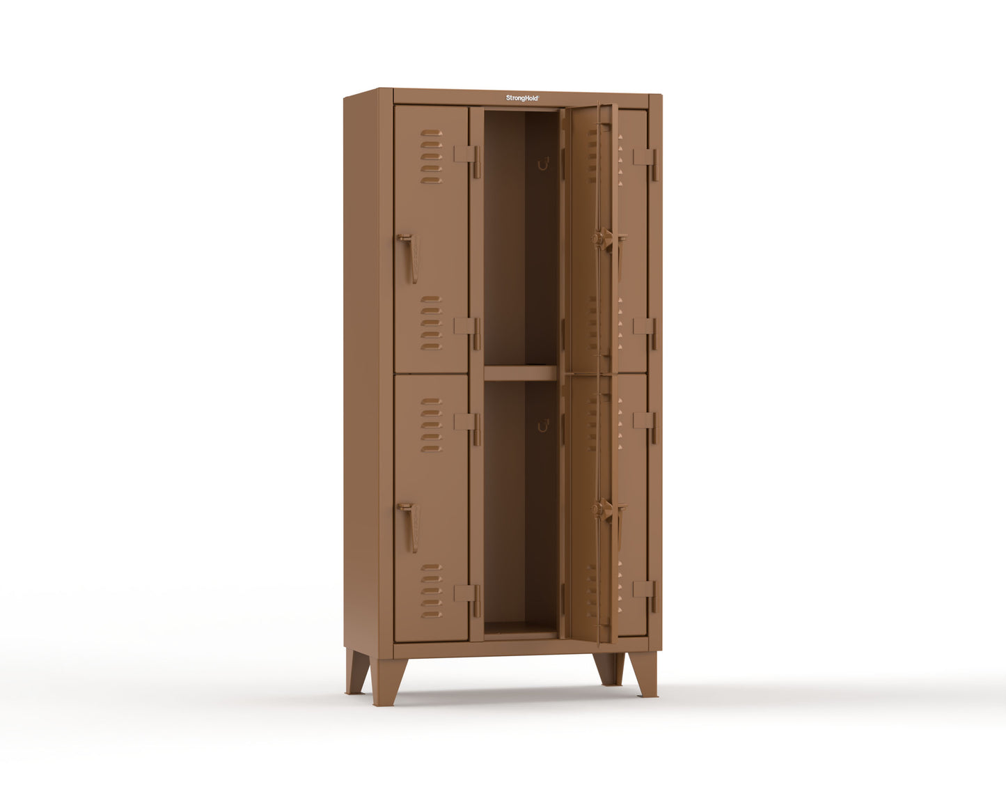 Extreme Duty 12 GA Double-Tier Locker with 6 Compartments, Louvered Doors, Coat Hooks - 38 in. W x 18in. D x 78 in. H - 36-18-2TSL-8008