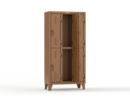 Extreme Duty 12 GA Double-Tier Locker with 6 Compartments, Louvered Doors, Coat Hooks - 38 in. W x 18in. D x 78 in. H - 36-18-2TSL-8008