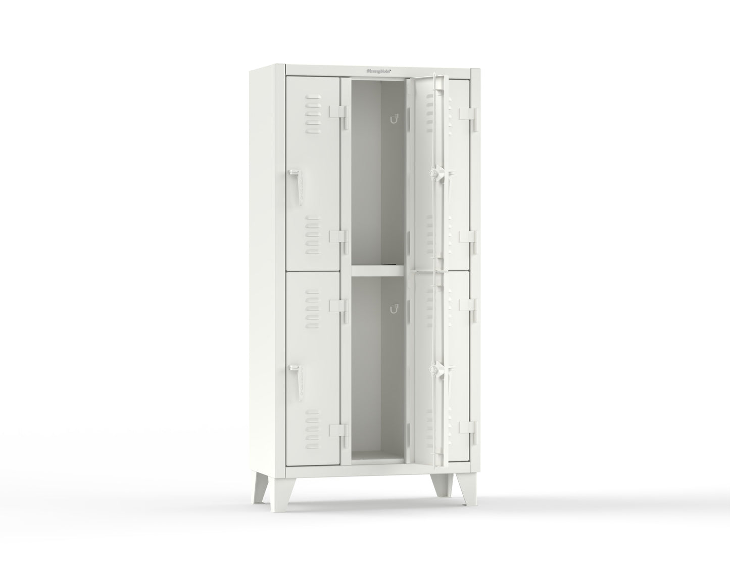 Extreme Duty 12 GA Double-Tier Locker with 6 Compartments, Louvered Doors, Coat Hooks - 38 in. W x 18in. D x 78 in. H - 36-18-2TSL-9003