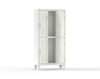 Extreme Duty 12 GA Double-Tier Locker with 6 Compartments, Louvered Doors, Coat Hooks - 38 in. W x 18in. D x 78 in. H - 36-18-2TSL-9003