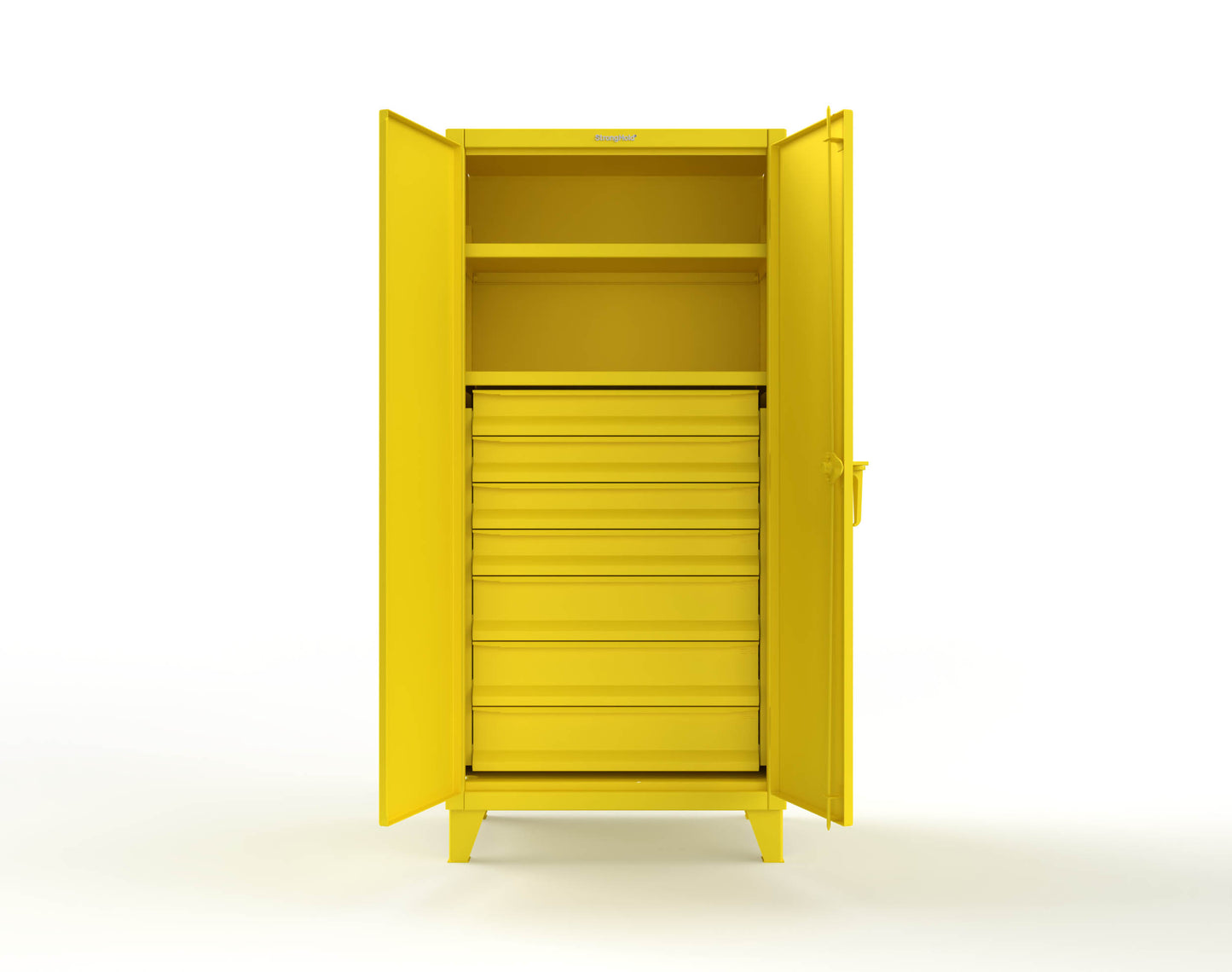 Extreme Duty 12 GA Cabinet with 7 Drawers, 2 Shelves- 36 In. W x 24 In. D x 78 In. H - 36-242-7DB-1021