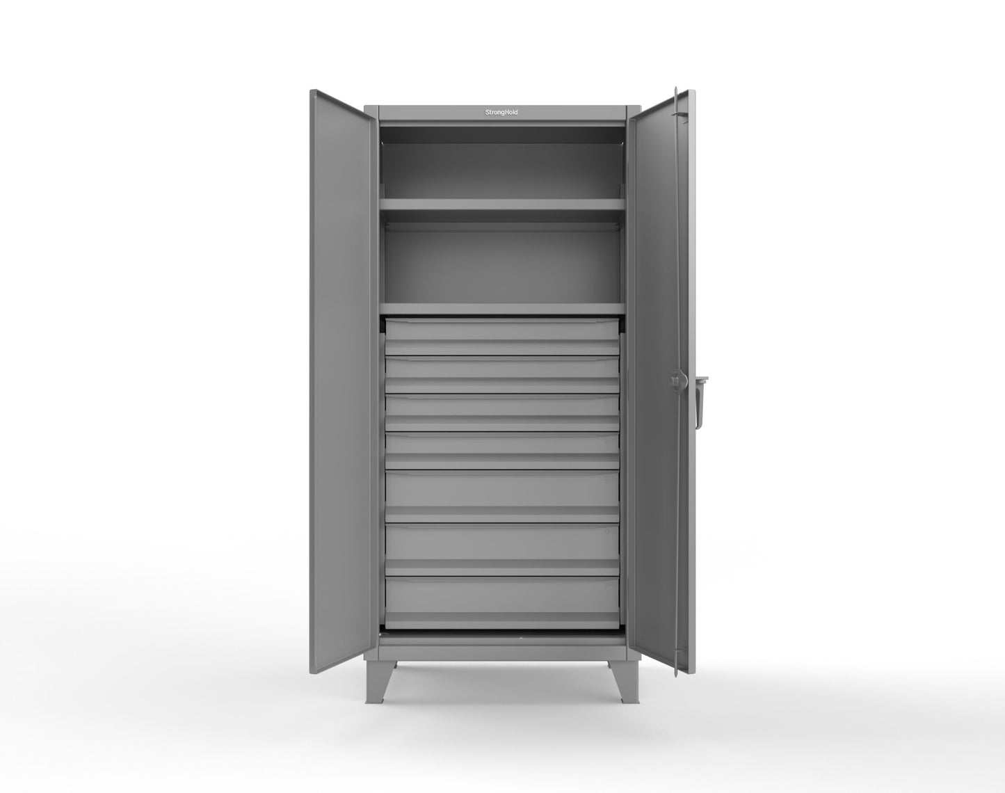 Extreme Duty 12 GA Cabinet with 7 Drawers, 2 Shelves- 36 In. W x 24 In. D x 78 In. H - 36-242-7DB-7037