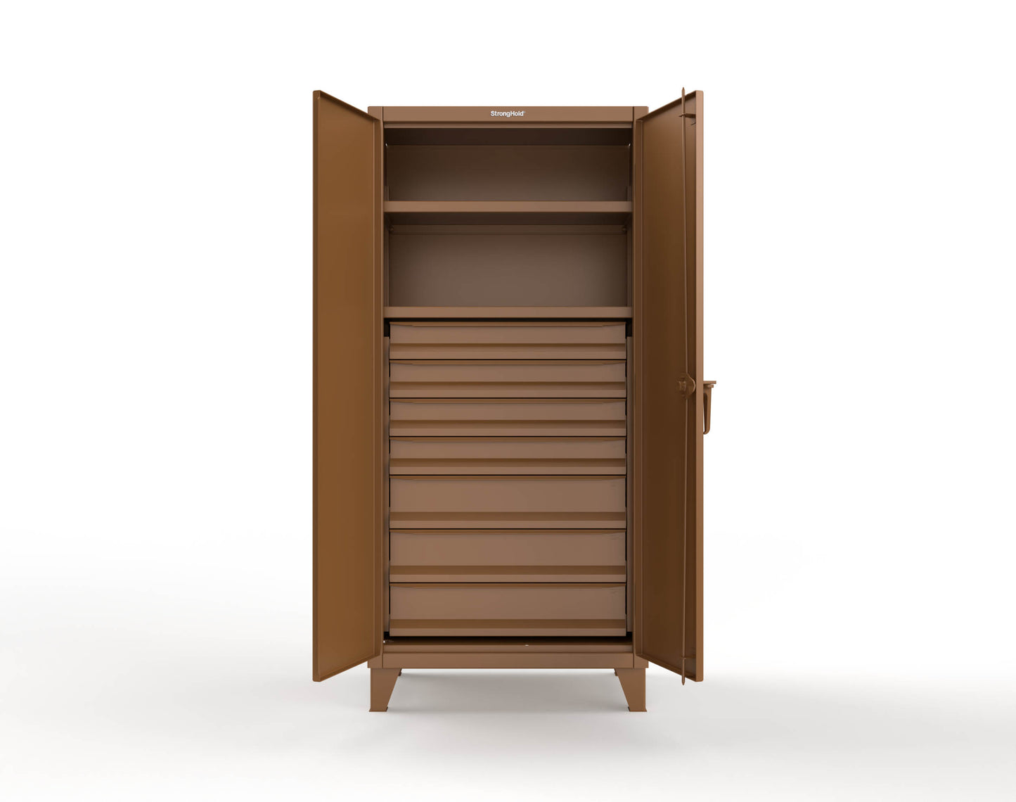 Extreme Duty 12 GA Cabinet with 7 Drawers, 2 Shelves- 36 In. W x 24 In. D x 78 In. H - 36-242-7DB-8008