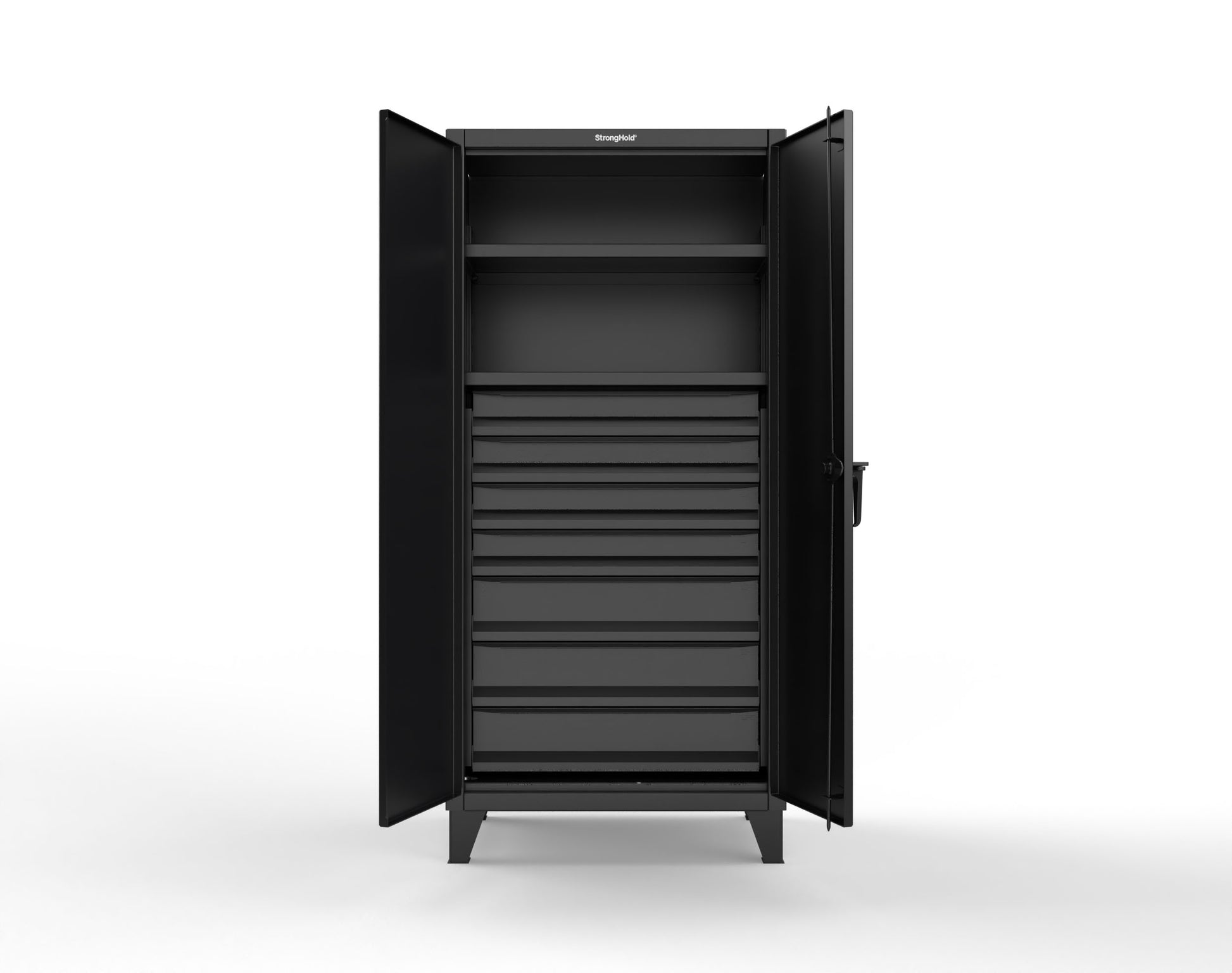 Extreme Duty 12 GA Cabinet with 7 Drawers, 2 Shelves- 36 In. W x 24 In. D x 78 In. H - 36-242-7DB-9005