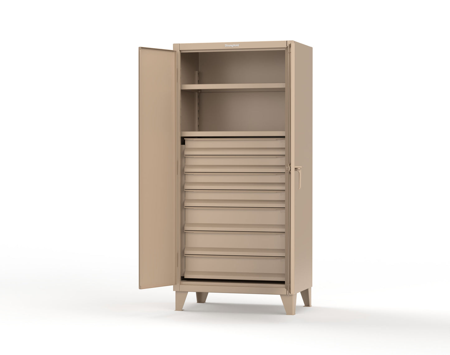 Extreme Duty 12 GA Cabinet with 7 Drawers, 2 Shelves- 36 In. W x 24 In. D x 78 In. H - 36-242-7DB-1019