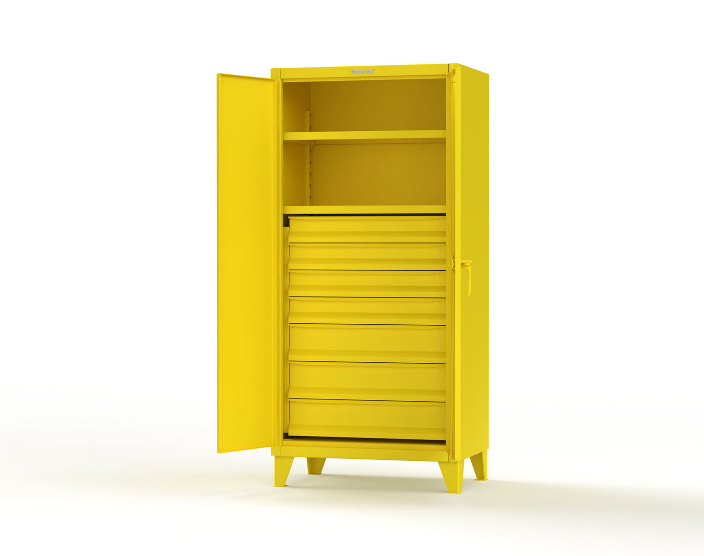 Extreme Duty 12 GA Cabinet with 7 Drawers, 2 Shelves- 36 In. W x 24 In. D x 78 In. H - 36-242-7DB-1021