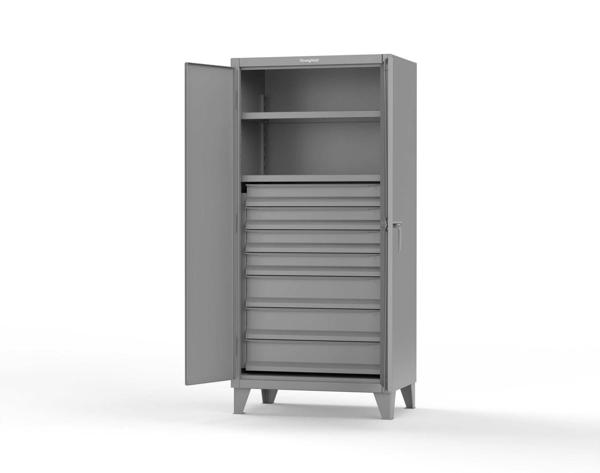 Extreme Duty 12 GA Cabinet with 7 Drawers, 2 Shelves- 36 In. W x 24 In. D x 78 In. H - 36-242-7DB-7037