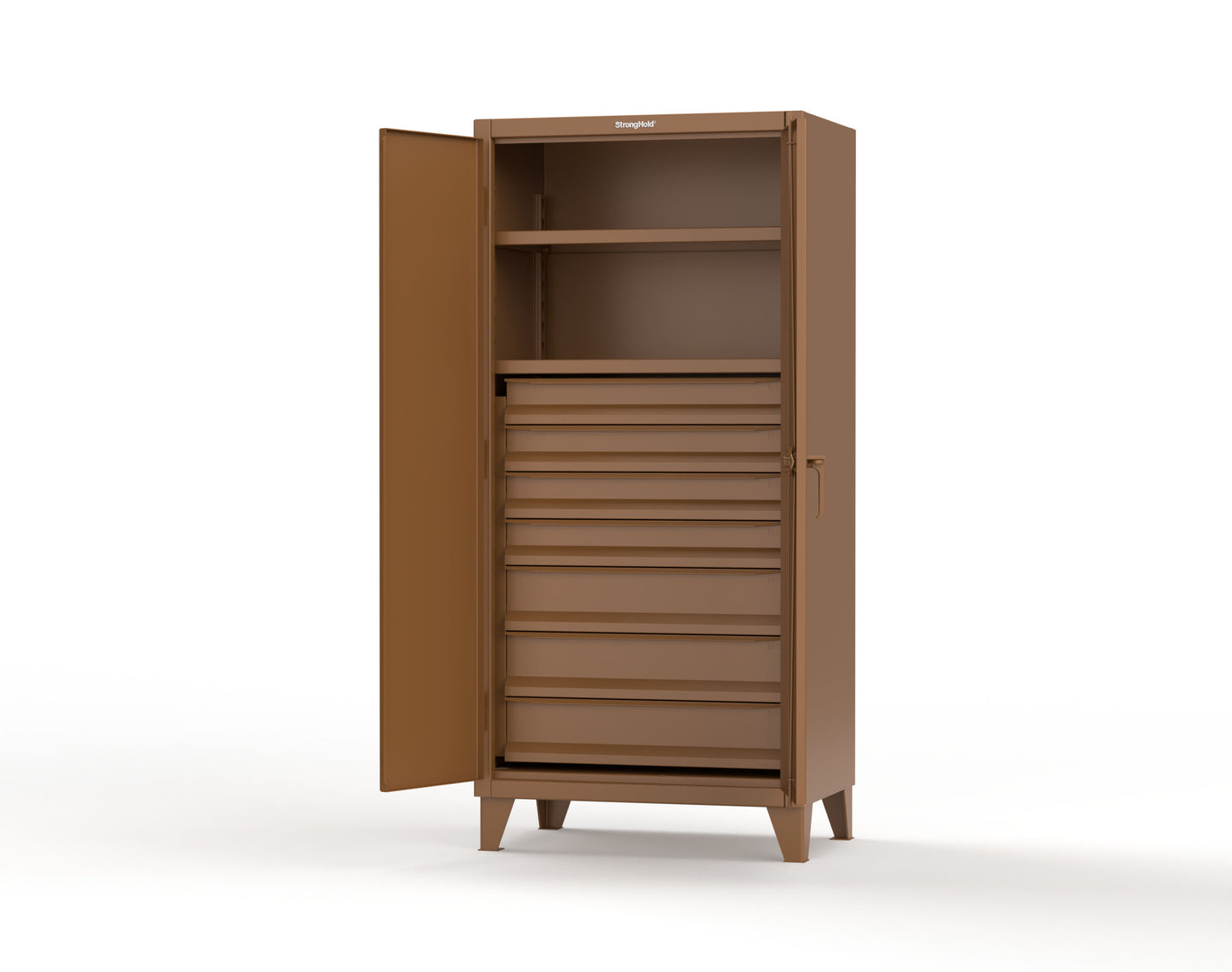 Extreme Duty 12 GA Cabinet with 7 Drawers, 2 Shelves- 36 In. W x 24 In. D x 78 In. H - 36-242-7DB-8008