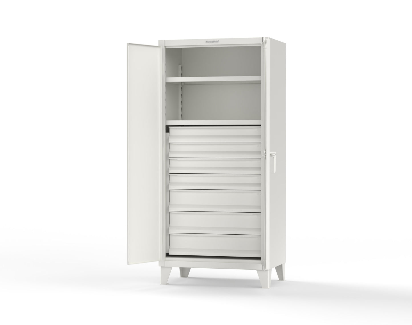 Extreme Duty 12 GA Cabinet with 7 Drawers, 2 Shelves- 36 In. W x 24 In. D x 78 In. H - 36-242-7DB-9003