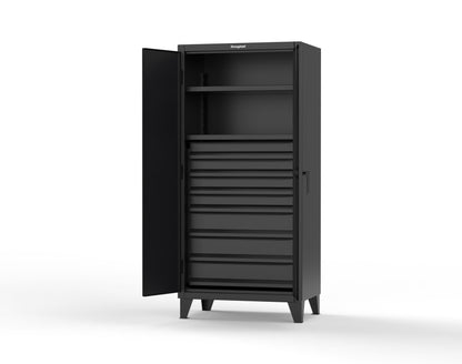 Extreme Duty 12 GA Cabinet with 7 Drawers, 2 Shelves- 36 In. W x 24 In. D x 78 In. H - 36-242-7DB-9005