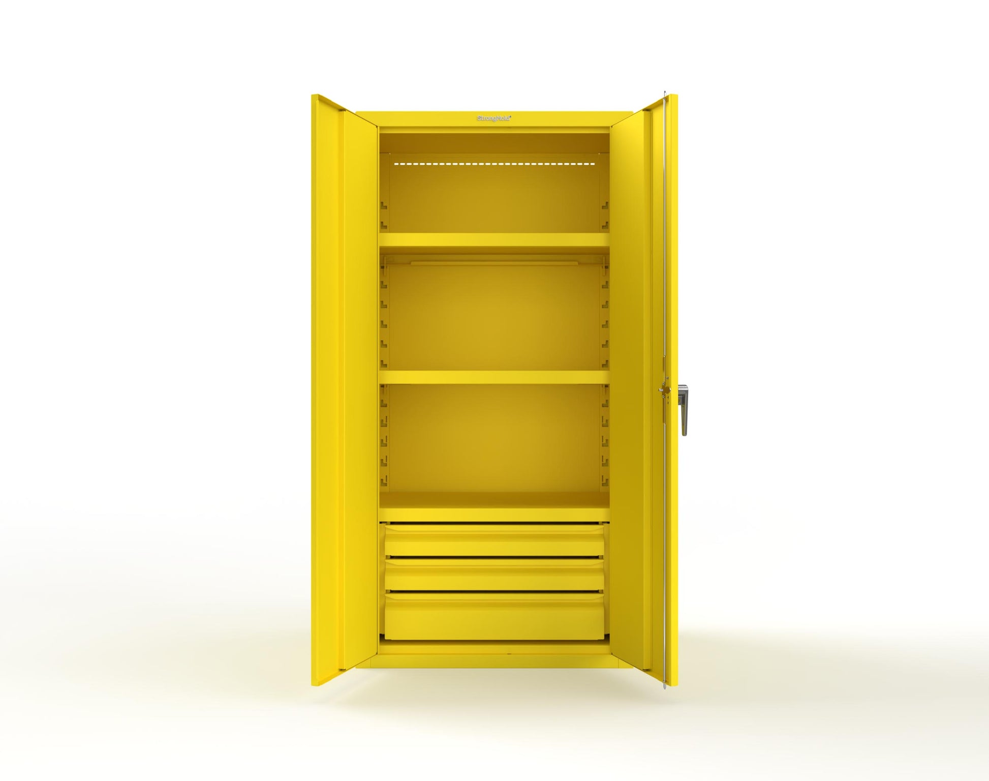 Heavy Duty 18 GA Cabinet with 3 Drawers and 3 Shelves - 36 in. W x 24 in. D x 72 in. H - 36-243-3DB-P-1021