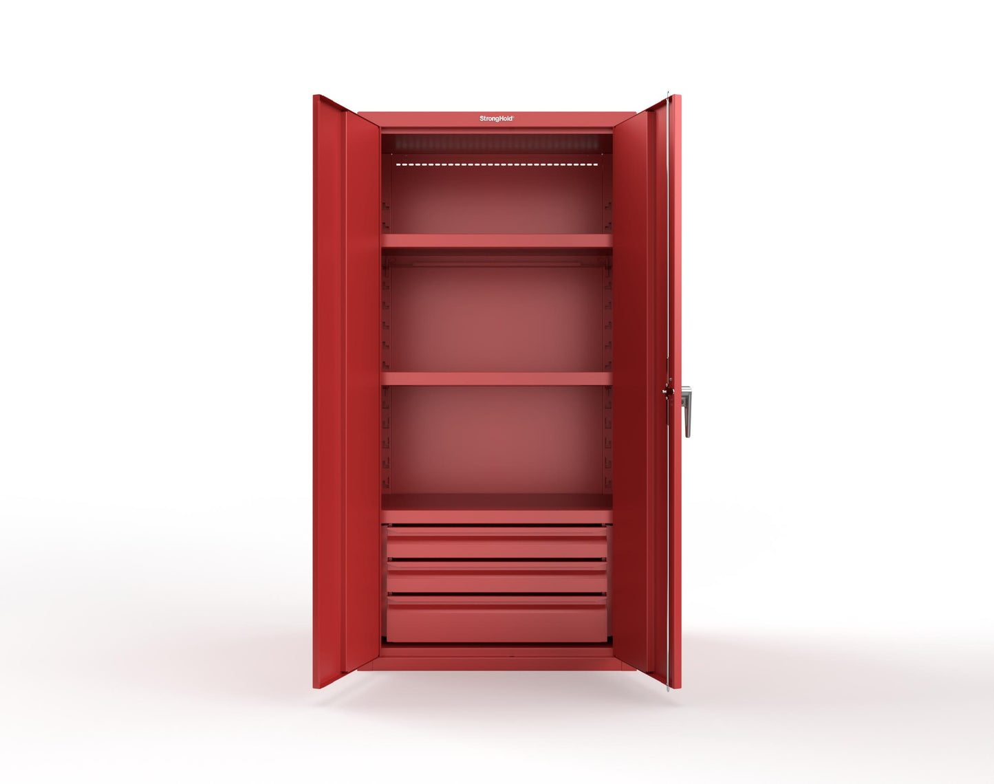 Heavy Duty 18 GA Cabinet with 3 Drawers and 3 Shelves - 36 in. W x 24 in. D x 72 in. H - 36-243-3DB-P-3001
