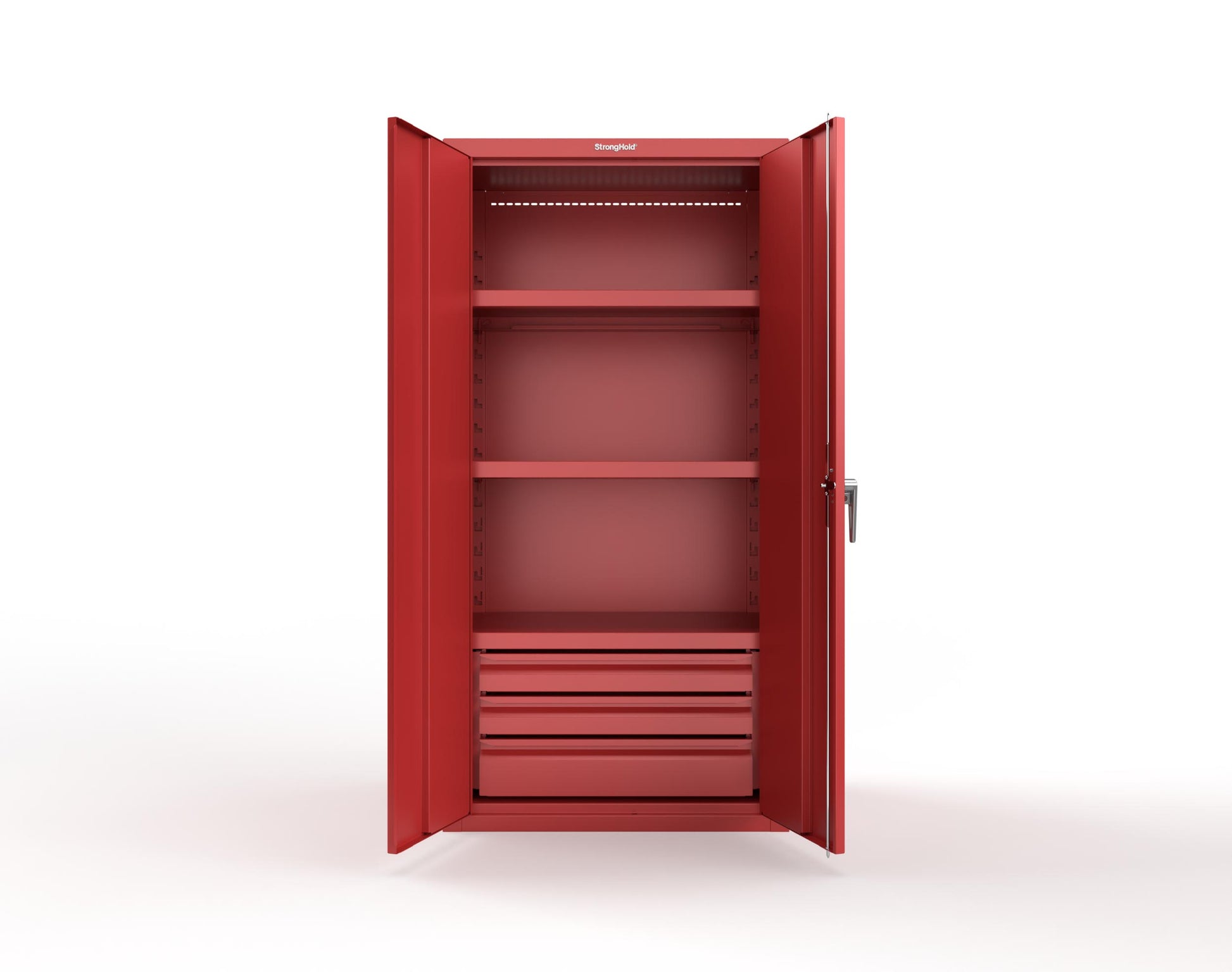 Heavy Duty 18 GA Cabinet with 3 Drawers and 3 Shelves - 36 in. W x 24 in. D x 72 in. H - 36-243-3DB-P-3001