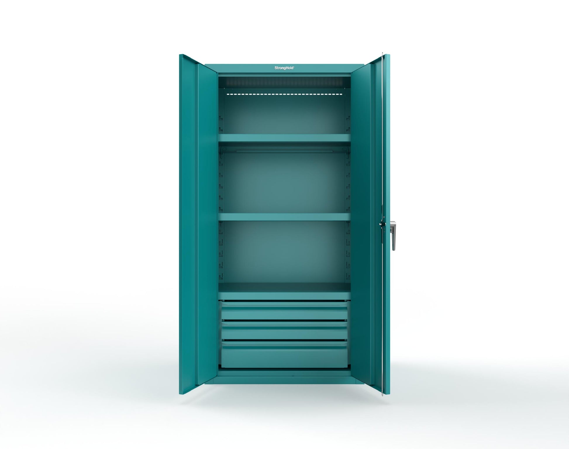 Heavy Duty 18 GA Cabinet with 3 Drawers and 3 Shelves - 36 in. W x 24 in. D x 72 in. H - 36-243-3DB-P-5021