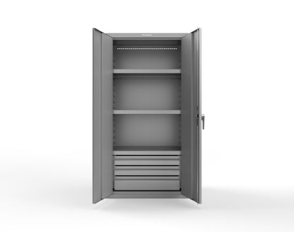 Heavy Duty 18 GA Cabinet with 3 Drawers and 3 Shelves - 36 in. W x 24 in. D x 72 in. H - 36-243-3DB-P-7037