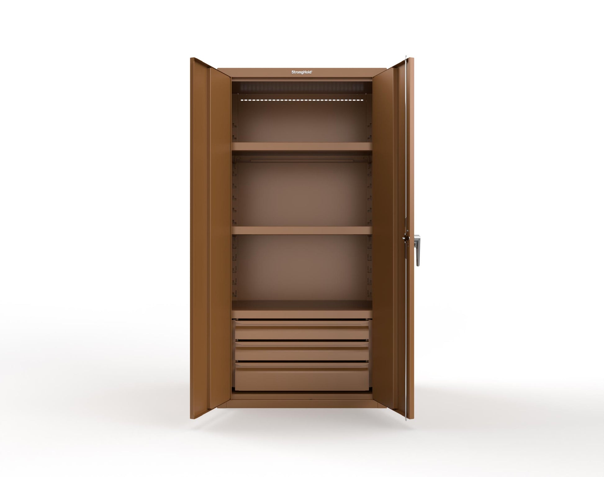 Heavy Duty 18 GA Cabinet with 3 Drawers and 3 Shelves - 36 in. W x 24 in. D x 72 in. H - 36-243-3DB-P-8008