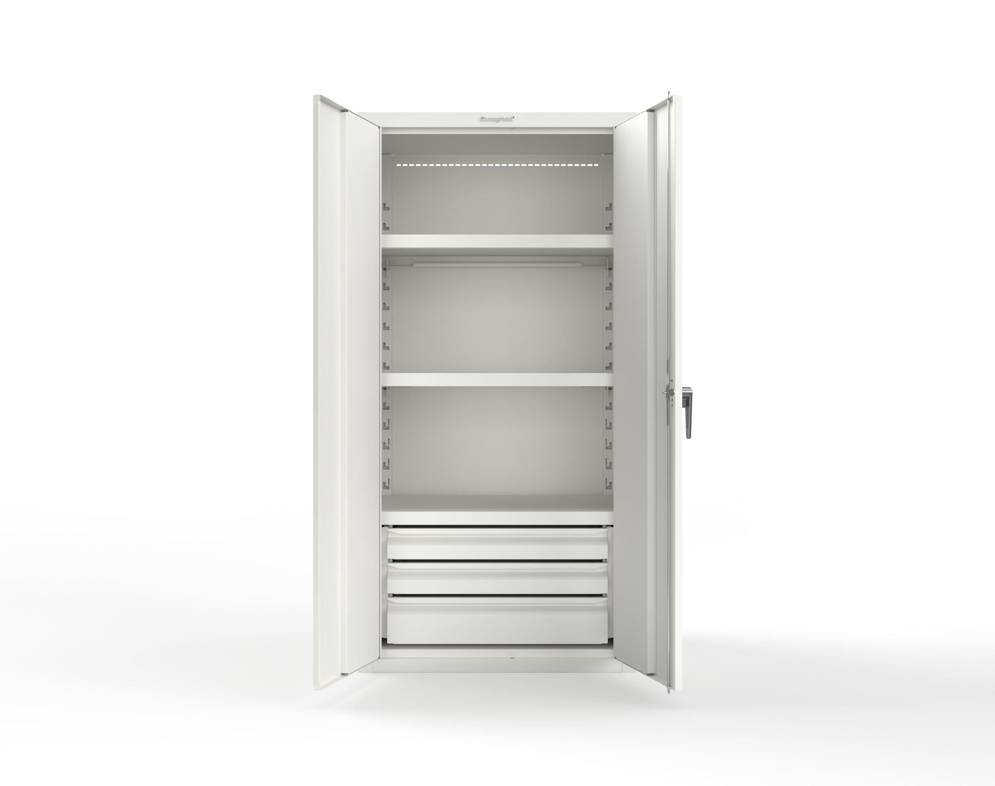 Heavy Duty 18 GA Cabinet with 3 Drawers and 3 Shelves - 36 in. W x 24 in. D x 72 in. H - 36-243-3DB-P-9003