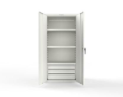 Heavy Duty 18 GA Cabinet with 3 Drawers and 3 Shelves - 36 in. W x 24 in. D x 72 in. H - 36-243-3DB-P-9003