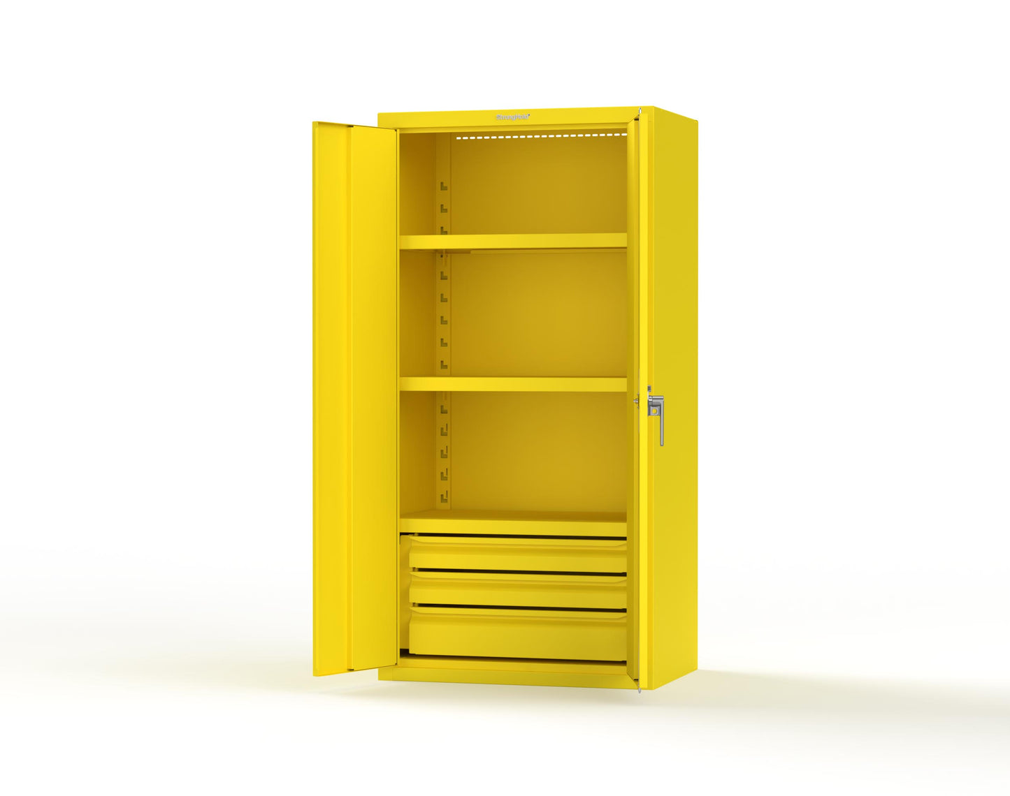 Heavy Duty 18 GA Cabinet with 3 Drawers and 3 Shelves - 36 in. W x 24 in. D x 72 in. H - 36-243-3DB-P-1021