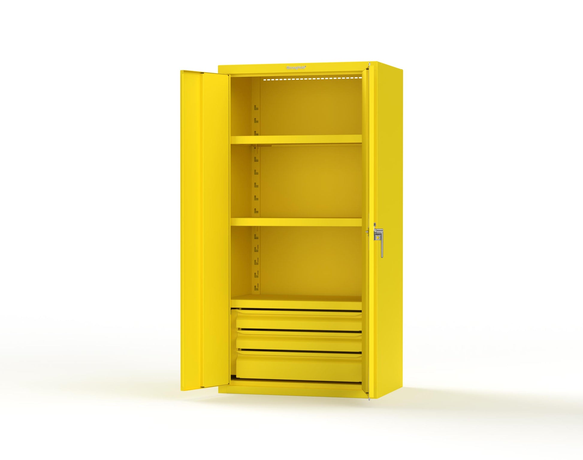 Heavy Duty 18 GA Cabinet with 3 Drawers and 3 Shelves - 36 in. W x 24 in. D x 72 in. H - 36-243-3DB-P-1021