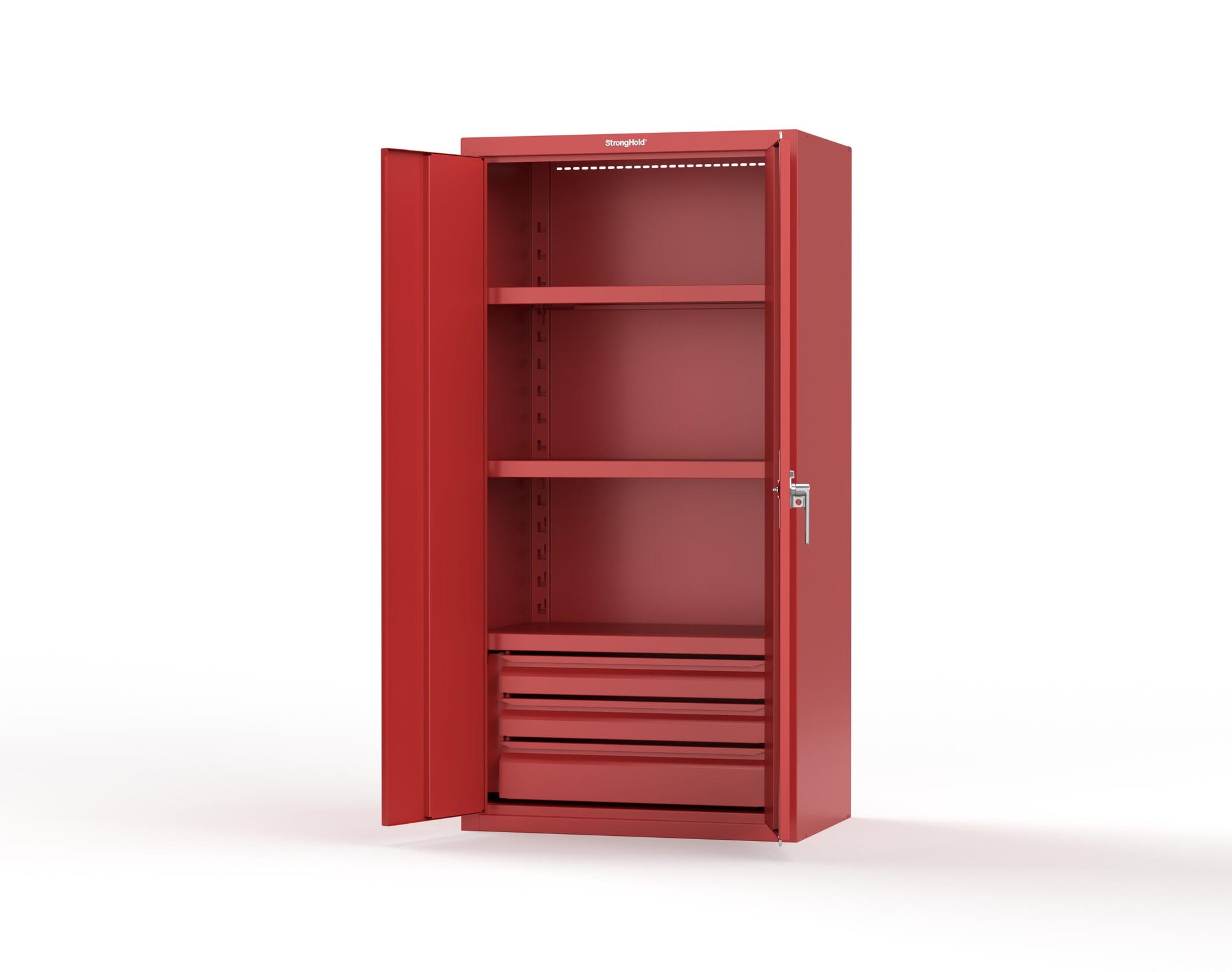 Heavy Duty 18 GA Cabinet with 3 Drawers and 3 Shelves - 36 in. W x 24 in. D x 72 in. H - 36-243-3DB-P-3001