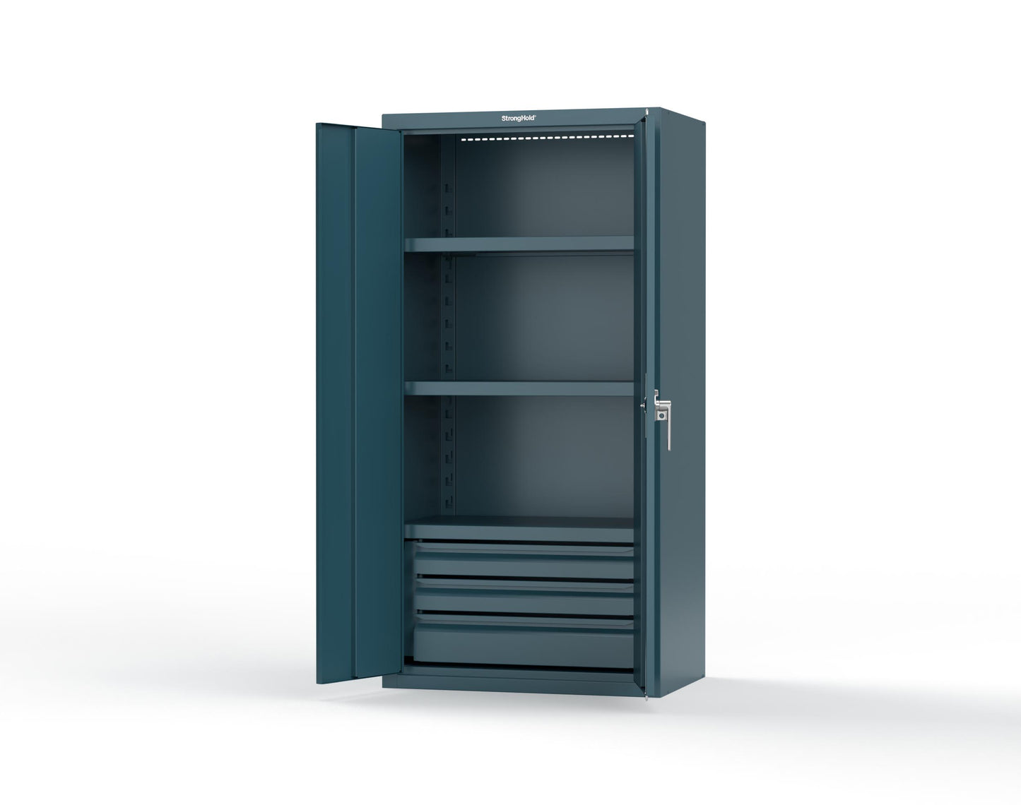 Heavy Duty 18 GA Cabinet with 3 Drawers and 3 Shelves - 36 in. W x 24 in. D x 72 in. H - 36-243-3DB-P-5001