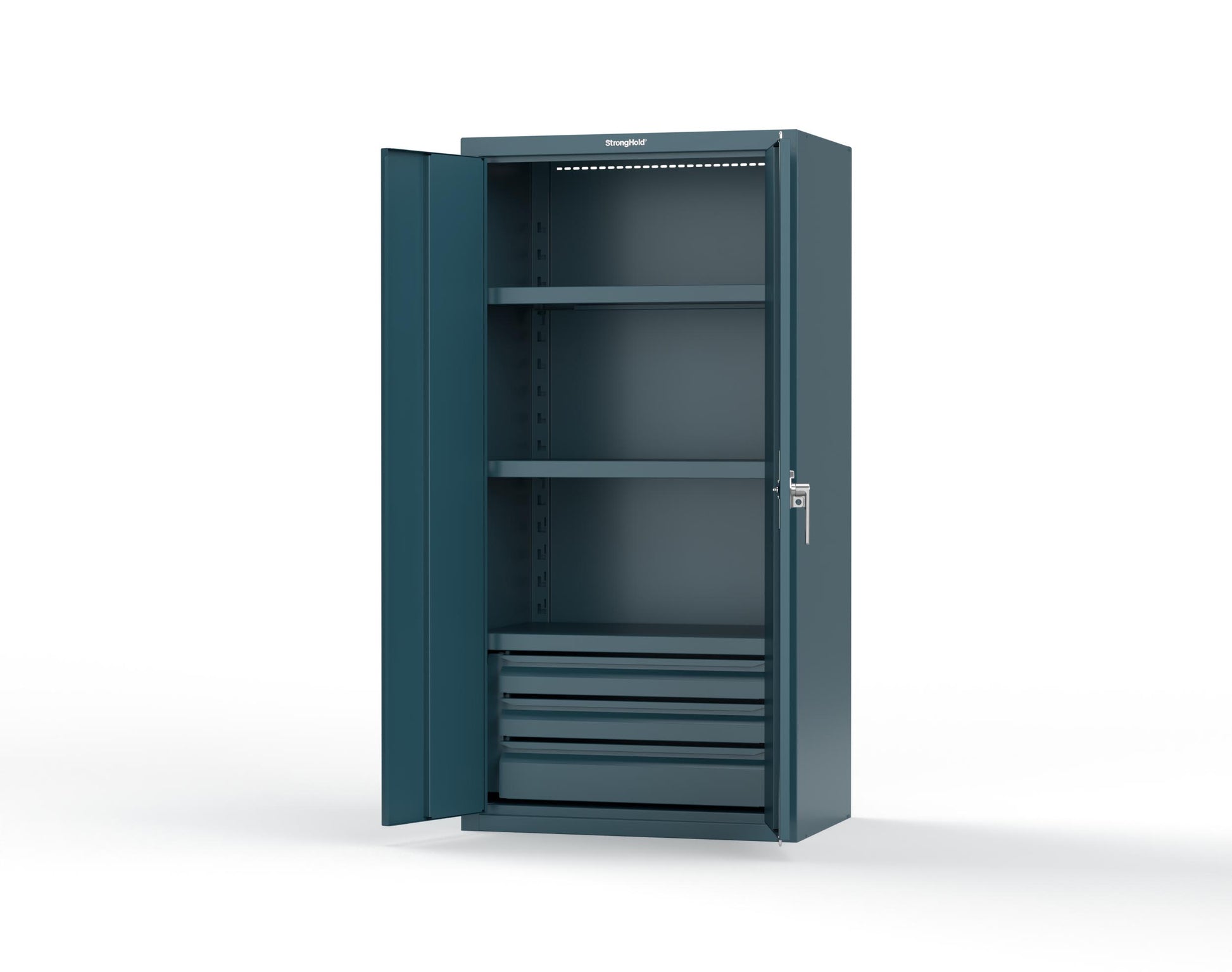 Heavy Duty 18 GA Cabinet with 3 Drawers and 3 Shelves - 36 in. W x 24 in. D x 72 in. H - 36-243-3DB-P-5001