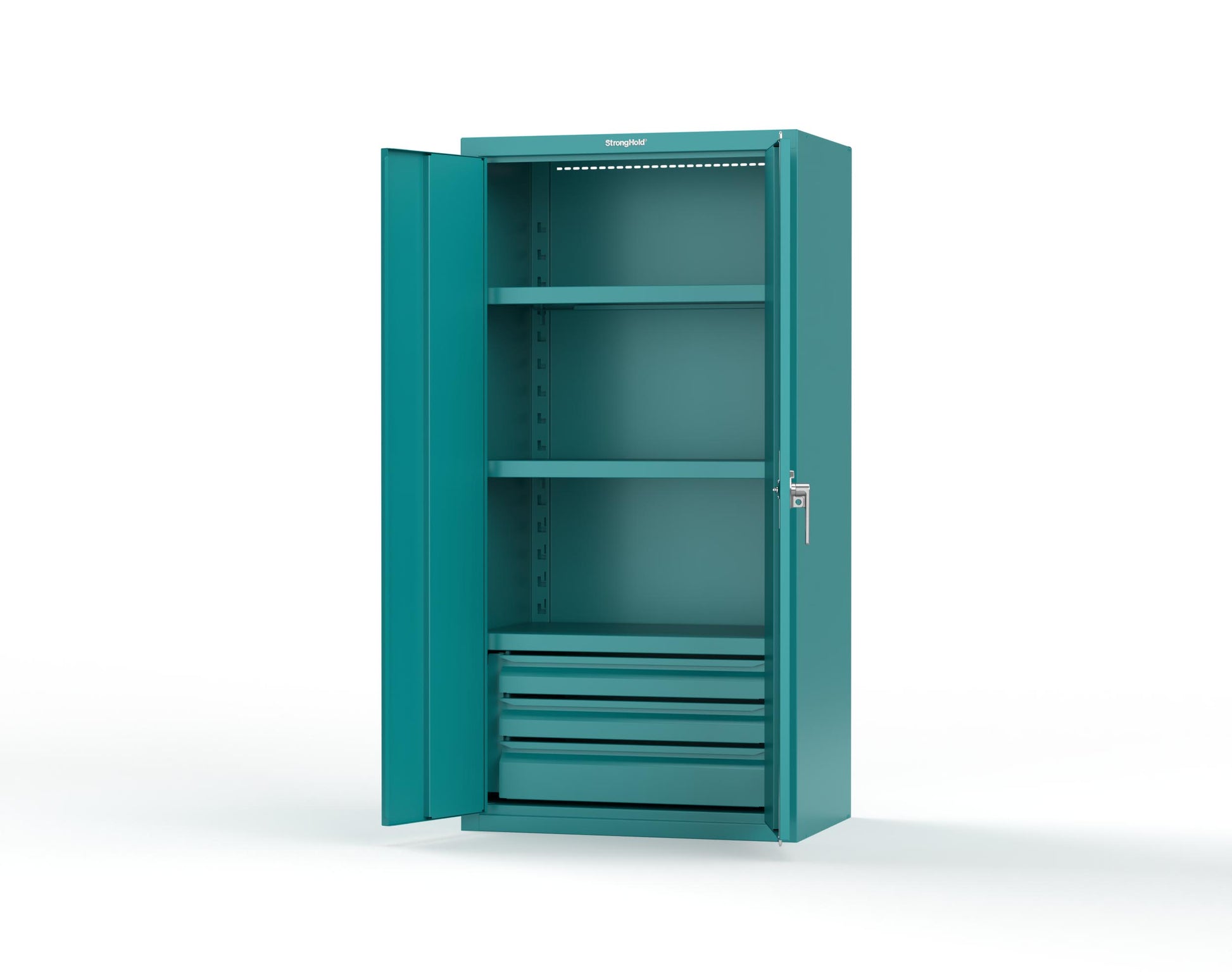 Heavy Duty 18 GA Cabinet with 3 Drawers and 3 Shelves - 36 in. W x 24 in. D x 72 in. H - 36-243-3DB-P-5021
