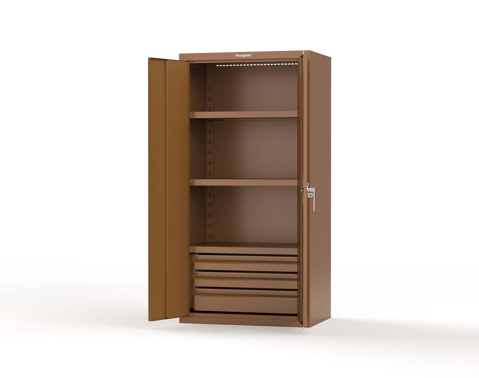 Heavy Duty 18 GA Cabinet with 3 Drawers and 3 Shelves - 36 in. W x 24 in. D x 72 in. H - 36-243-3DB-P-8008
