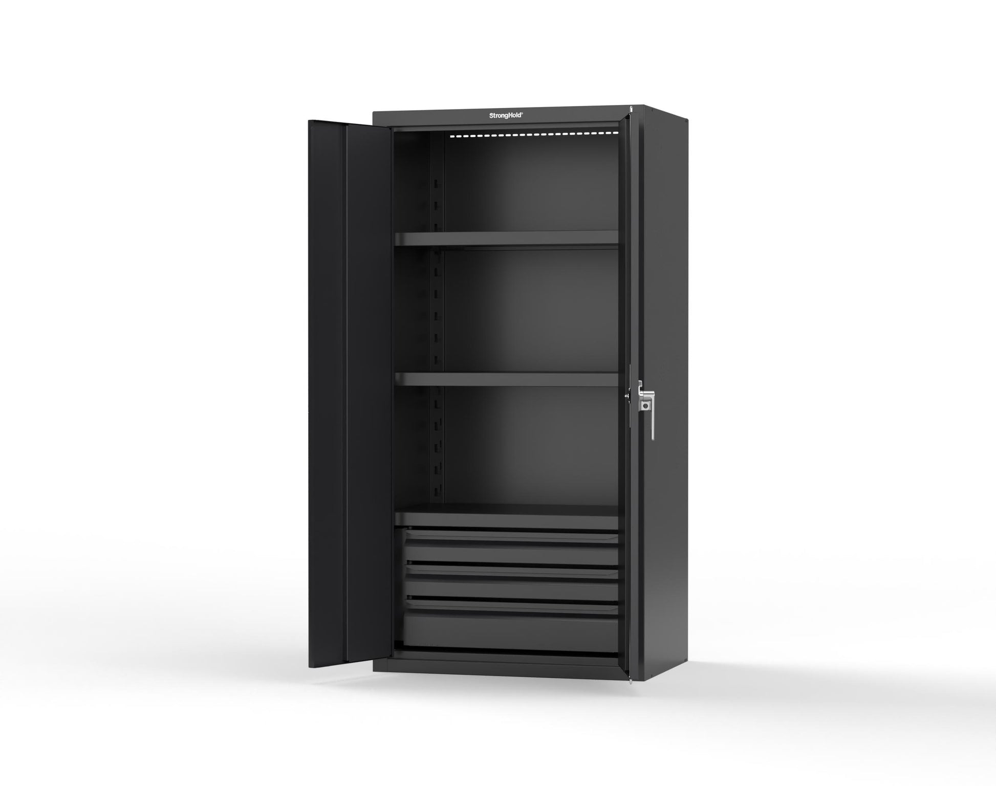 Heavy Duty 18 GA Cabinet with 3 Drawers and 3 Shelves - 36 in. W x 24 in. D x 72 in. H - 36-243-3DB-P-9005
