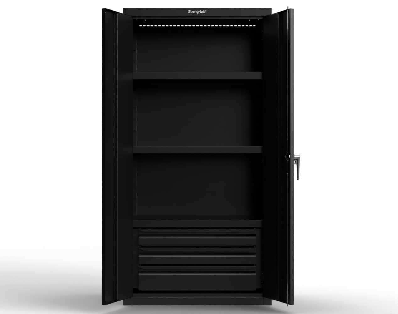 Heavy Duty 18 GA Cabinet with 3 Drawers and 3 Shelves - 36 in. W x 24 in. D x 72 in. H