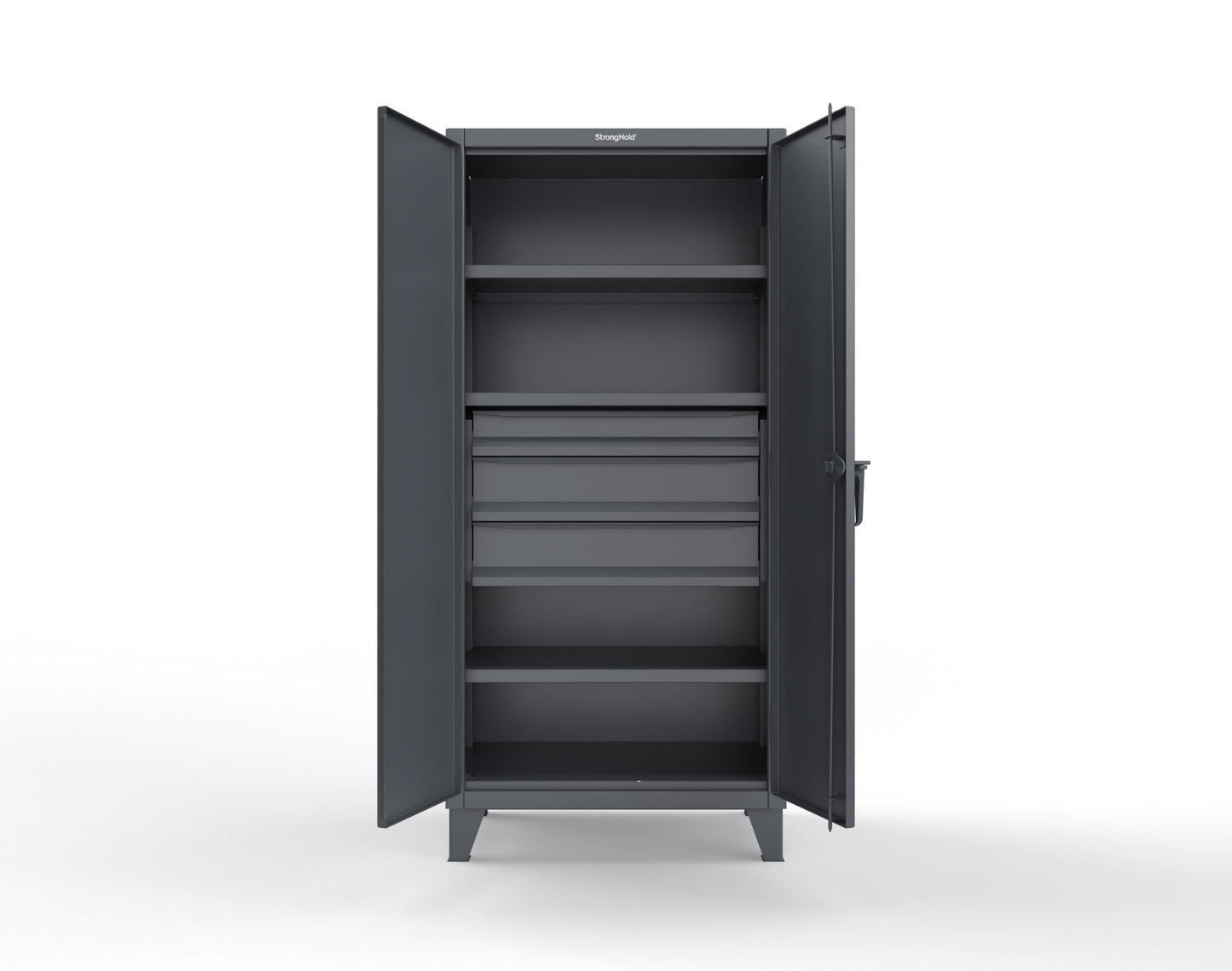 Extreme Duty 12 GA Cabinet with 3 Drawers, 3 Shelves - 36 In. W x 24 In. D x 78 In. H - 36-243-3DB-7024