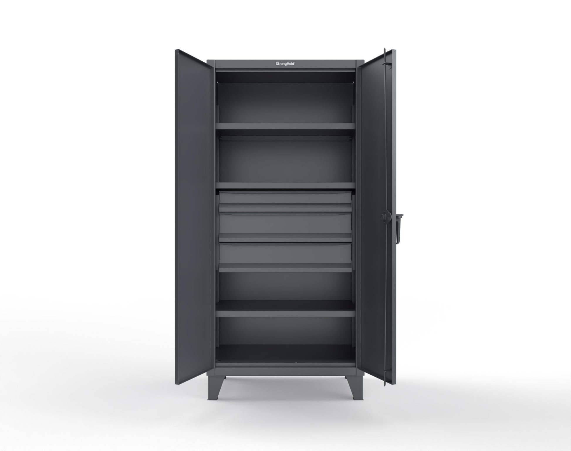 Extreme Duty 12 GA Cabinet with 3 Drawers, 3 Shelves - 36 In. W x 24 In. D x 78 In. H - 36-243-3DB-7024