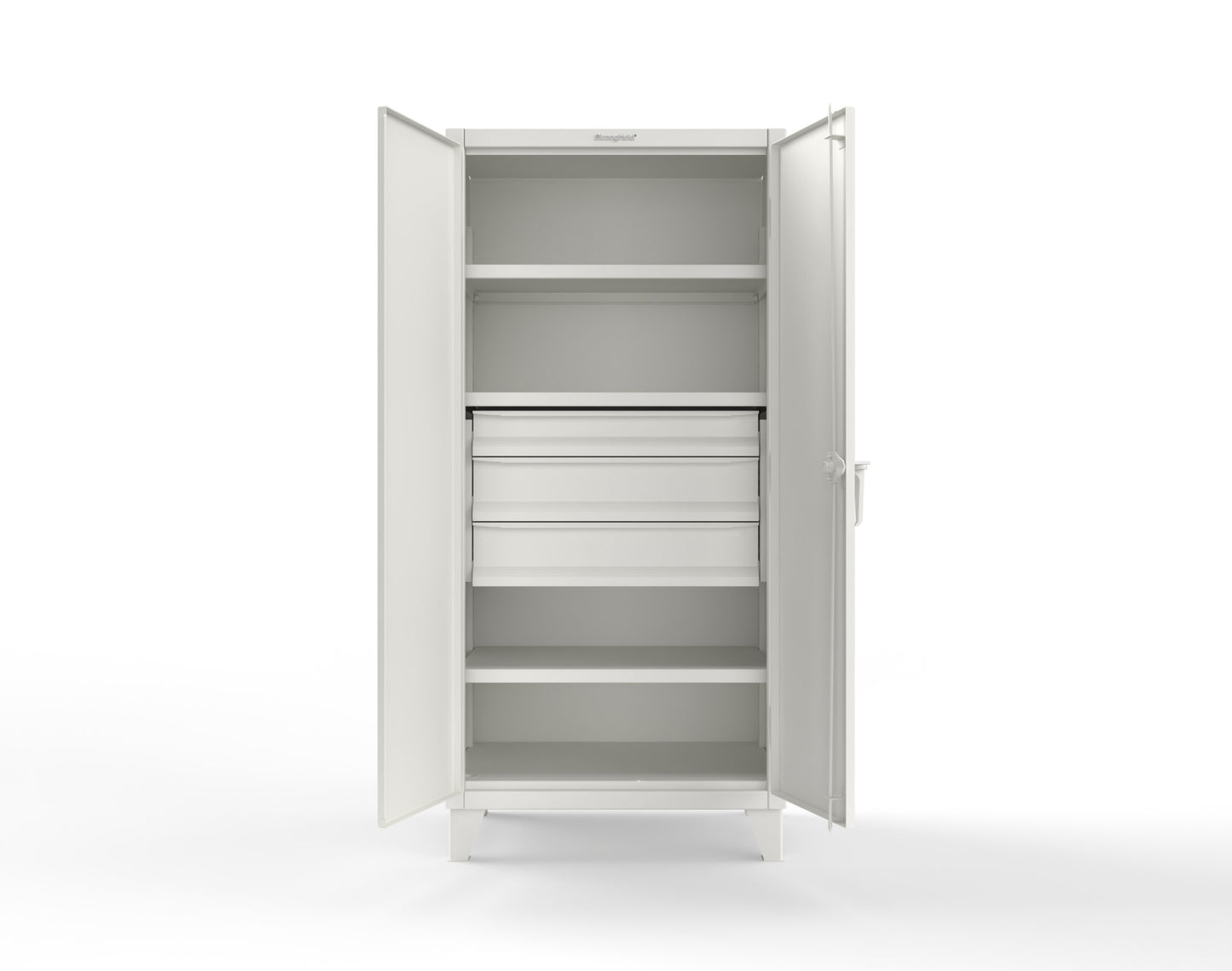 Extreme Duty 12 GA Cabinet with 3 Drawers, 3 Shelves - 36 In. W x 24 In. D x 78 In. H - 36-243-3DB-9003