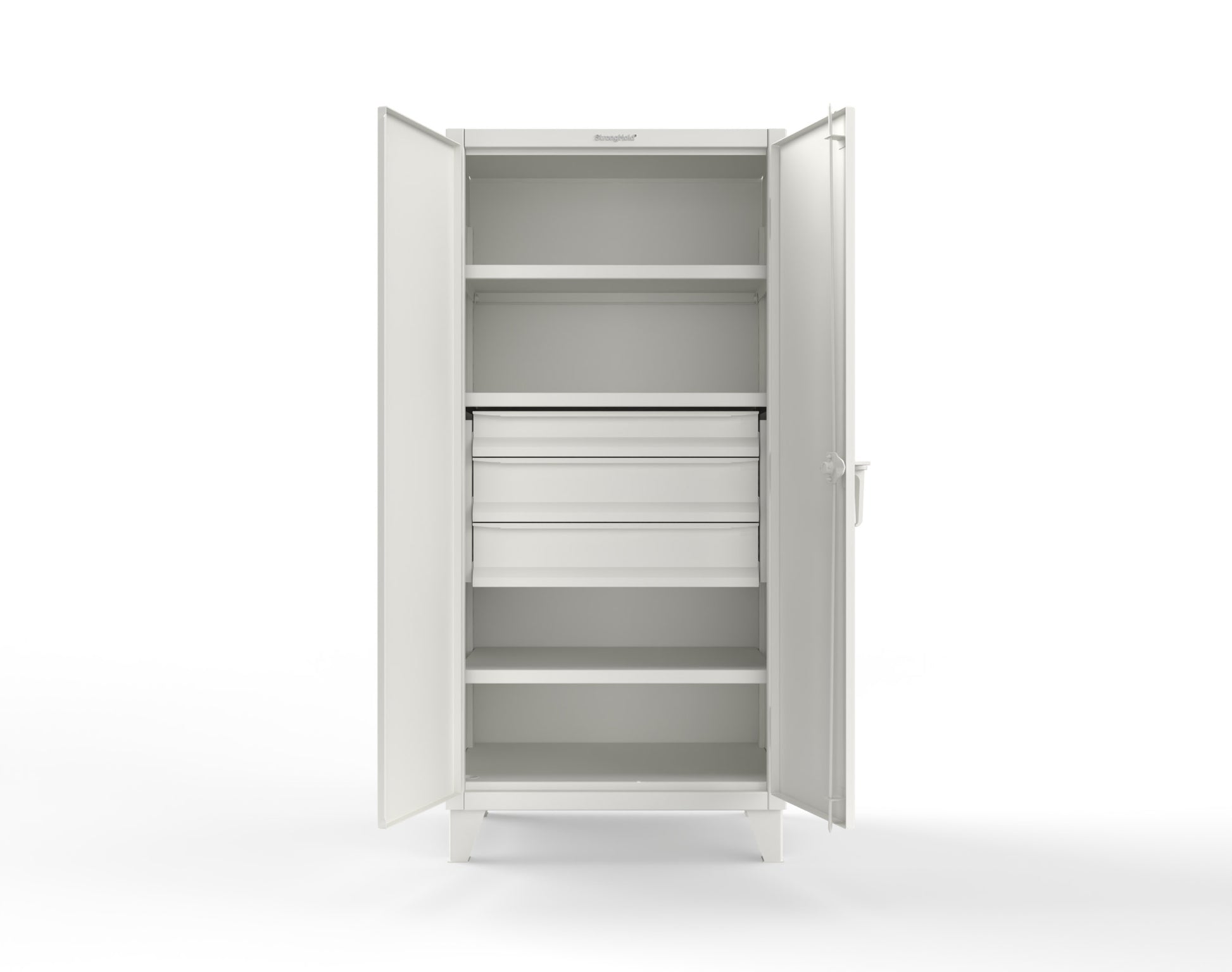 Extreme Duty 12 GA Cabinet with 3 Drawers, 3 Shelves - 36 In. W x 24 In. D x 78 In. H - 36-243-3DB-9003