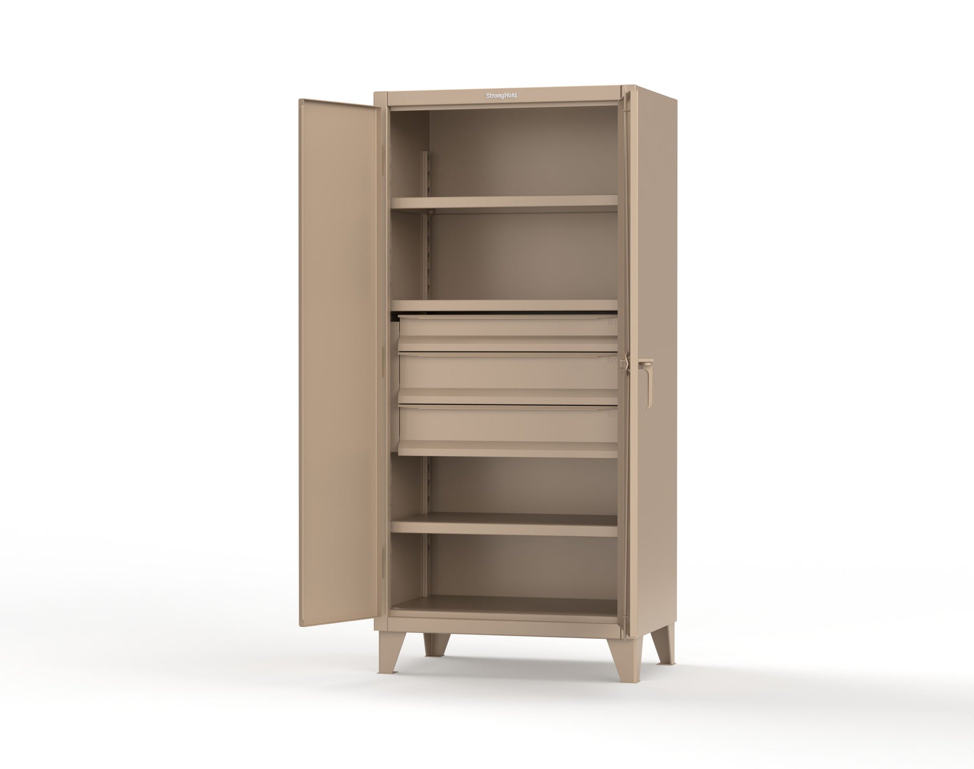 Extreme Duty 12 GA Cabinet with 3 Drawers, 3 Shelves - 36 In. W x 24 In. D x 78 In. H - 36-243-3DB-1019