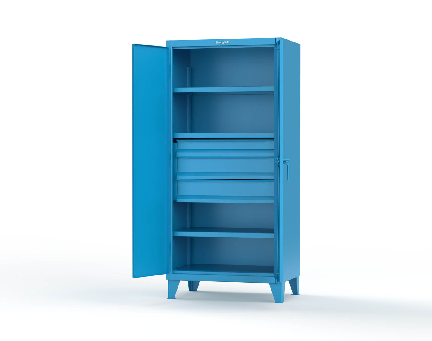 Extreme Duty 12 GA Cabinet with 3 Drawers, 3 Shelves - 36 In. W x 24 In. D x 78 In. H - 36-243-3DB-5012