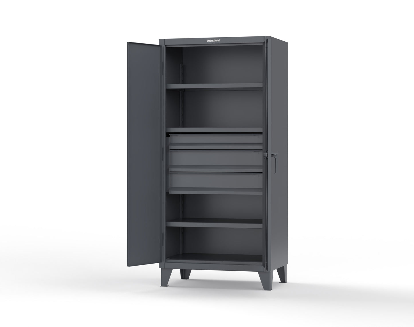 Extreme Duty 12 GA Cabinet with 3 Drawers, 3 Shelves - 36 In. W x 24 In. D x 78 In. H - 36-243-3DB-7024