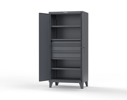 Extreme Duty 12 GA Cabinet with 3 Drawers, 3 Shelves - 36 In. W x 24 In. D x 78 In. H - 36-243-3DB-7024