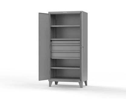 Extreme Duty 12 GA Cabinet with 3 Drawers, 3 Shelves - 36 In. W x 24 In. D x 78 In. H - 36-243-3DB-7037