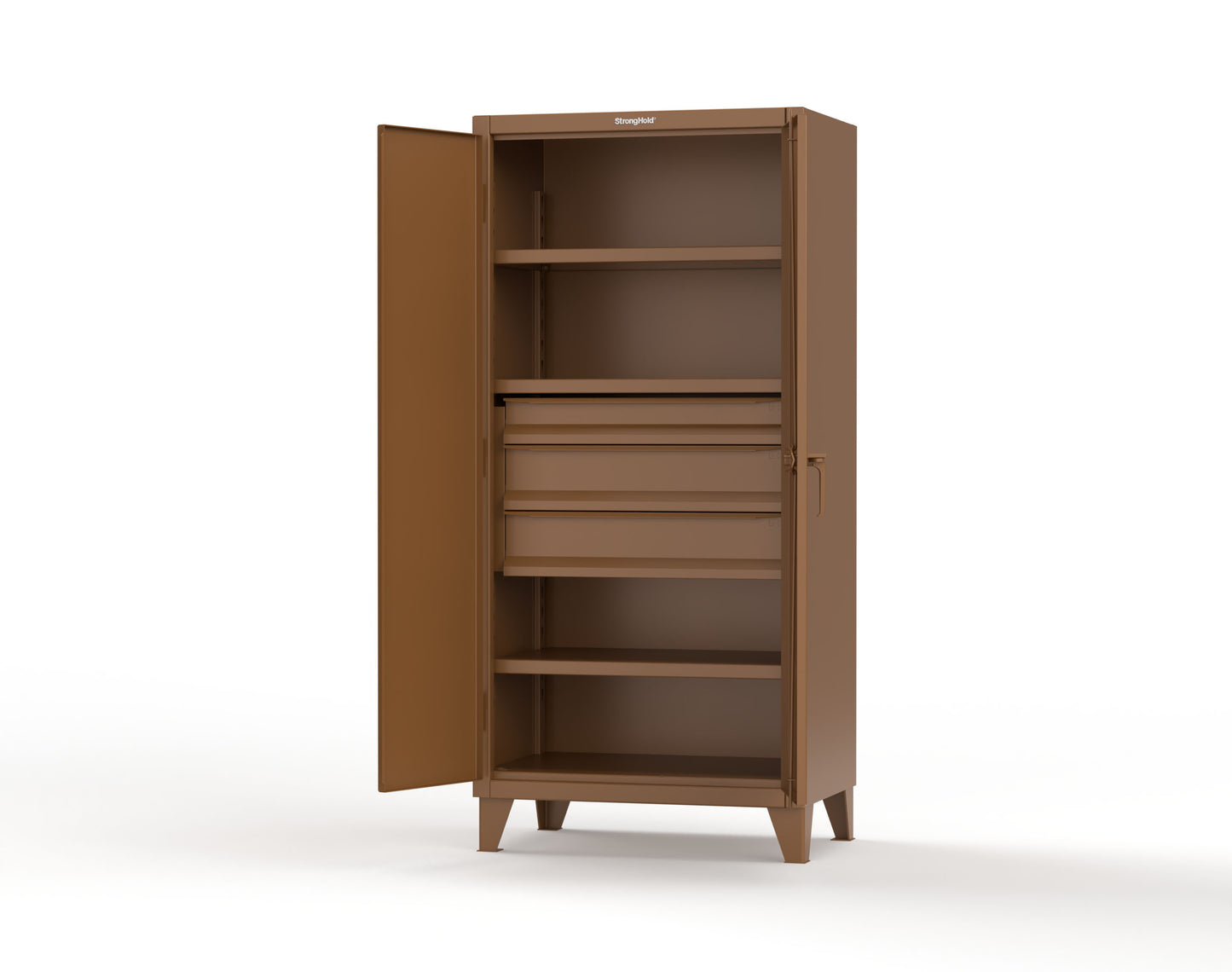 Extreme Duty 12 GA Cabinet with 3 Drawers, 3 Shelves - 36 In. W x 24 In. D x 78 In. H - 36-243-3DB-8008