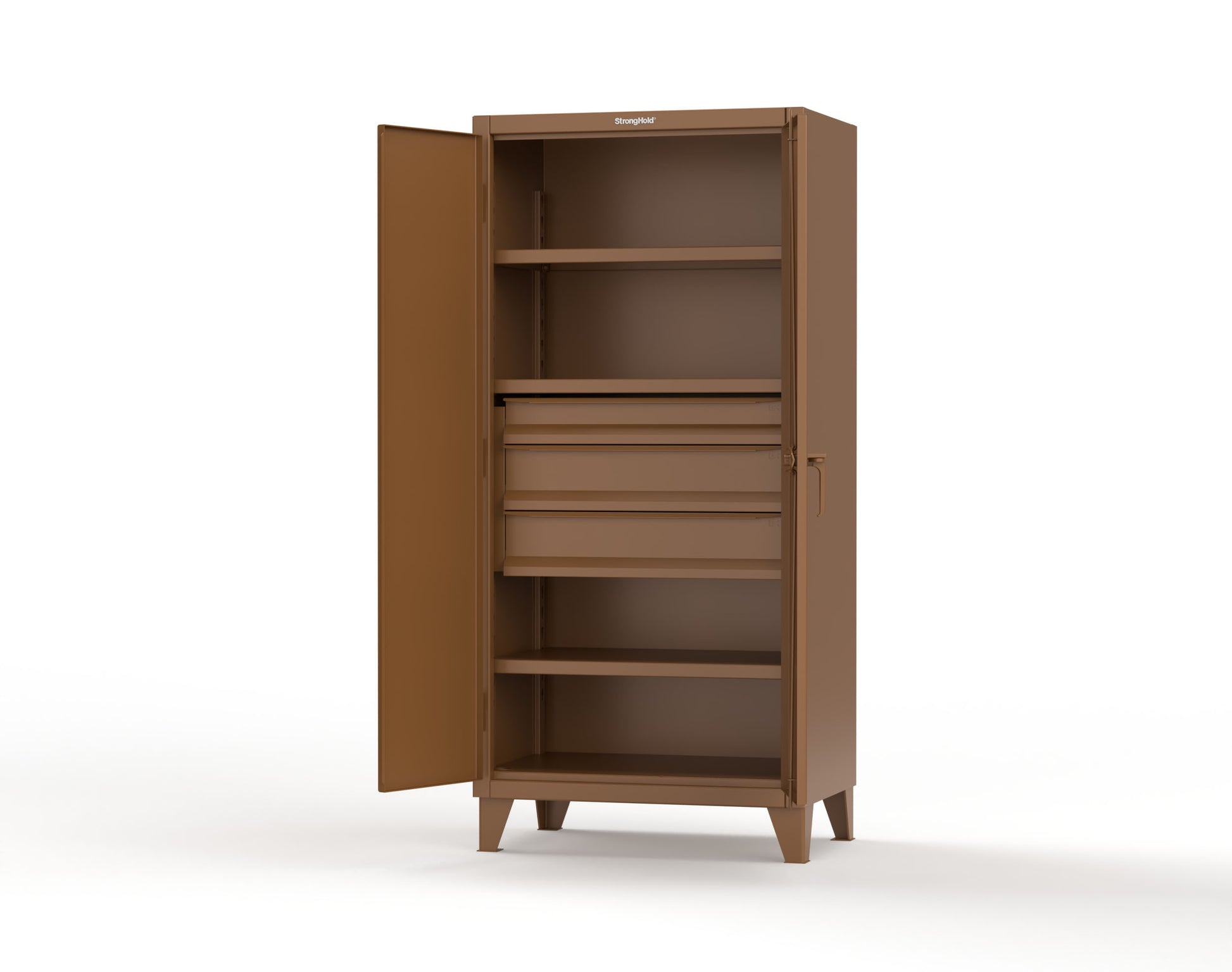 Extreme Duty 12 GA Cabinet with 3 Drawers, 3 Shelves - 36 In. W x 24 In. D x 78 In. H - 36-243-3DB-8008